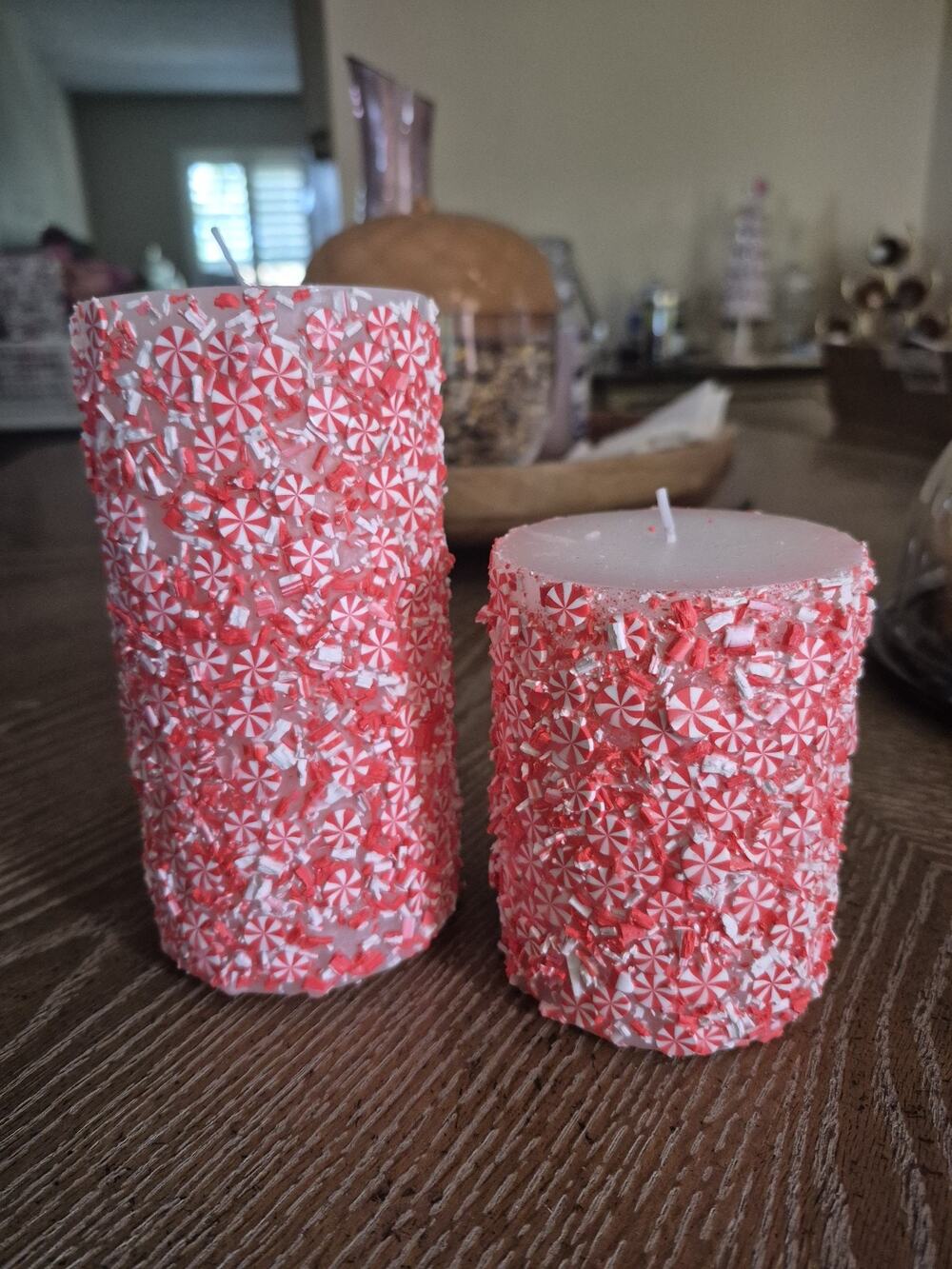 💥 2 Peppermint Candy Pillar Candle Ashland Unscented